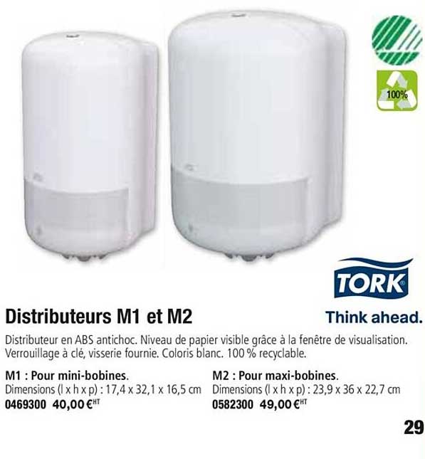 distributeurs m1 et m2 tork