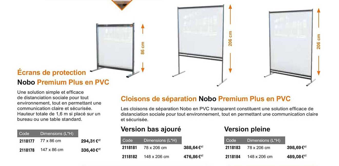 écrans de protection nobo premium plus en pvc cloisons de séparation nobo premium plus en pvc