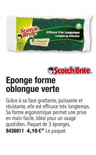 éponge forme oblongue verte scotch brite