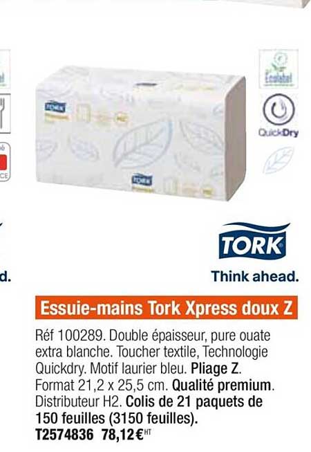 essuie mains tork xpress doux z tork