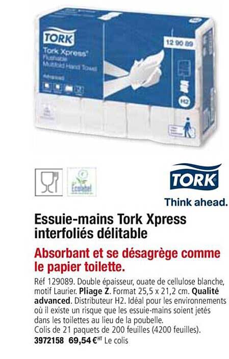 essuie mains tork xpress interfoliés délitable