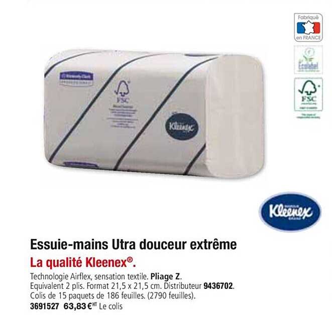 essuie mains ultra douceur extrême kleenex