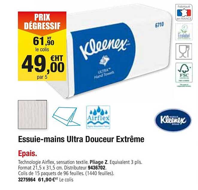 essuie mains ultra douceur extrême kleenex