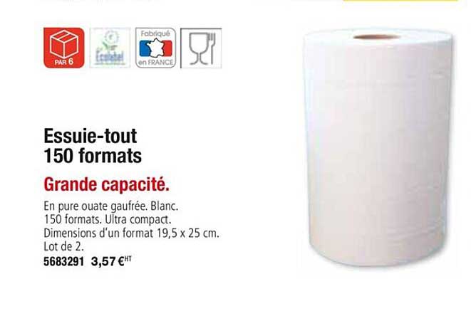 essuie tout 150 formats