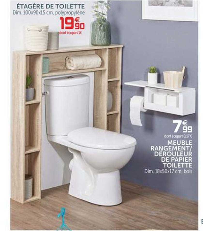 étagère De Toilette Meuble Rangement Dérouleur De Papier Toilette