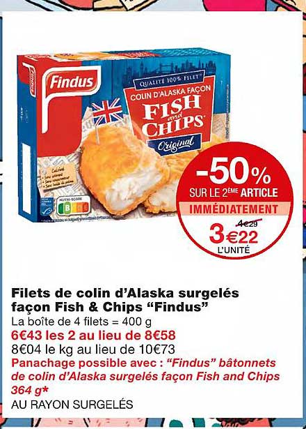 filets de colin d'alaska surgelés façon fish & chips "findus"