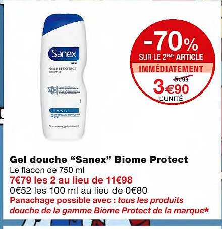 gel douche "sanex" biome protect