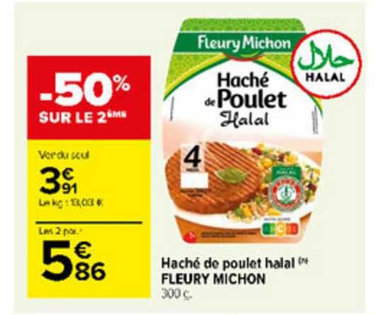 haché de poulet halal fleury michon