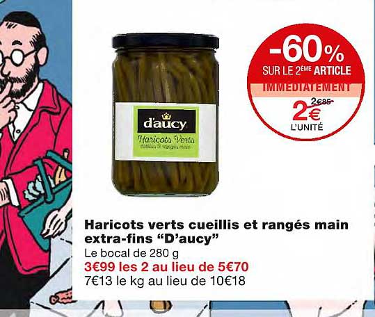 haricots verts cueillis et rangés main extra-fins "d'aucy"
