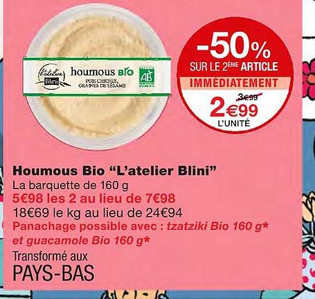 houmous bio "l'atelier blini"