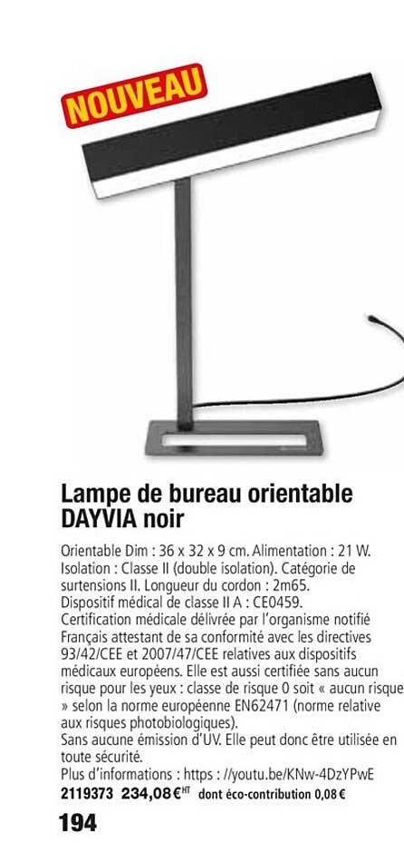 lampe de bureau orientable dayvia noir