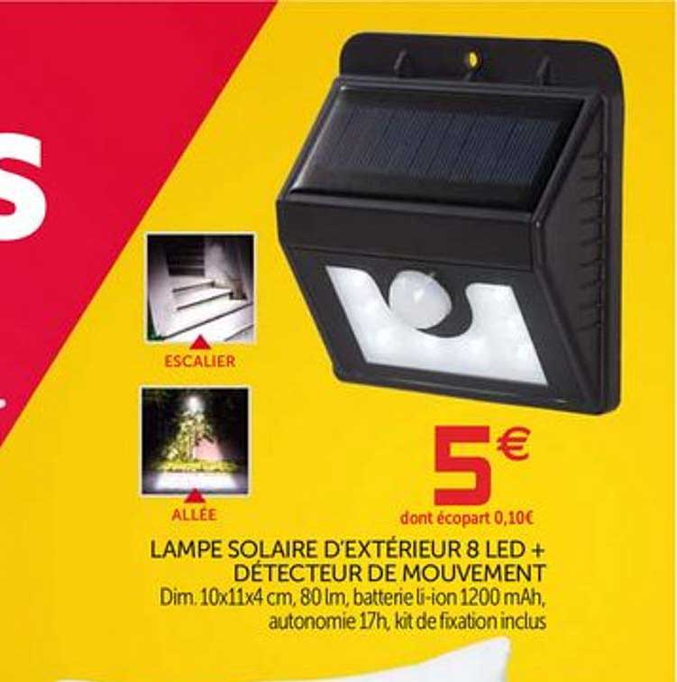 lampe solaire d'extérieur 8 led + détecteur de mouvement