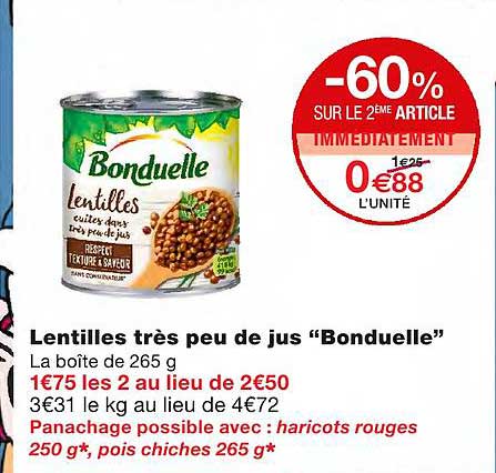 lentilles très peu de jus "bonduelle"