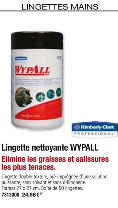 lingette nettoyante wypall kimberly clark
