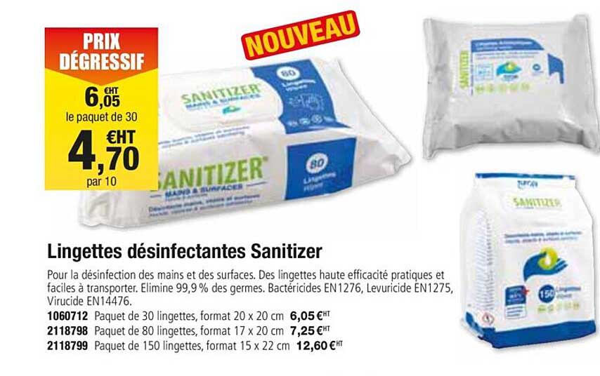 lingettes désinfectantes sanitizer