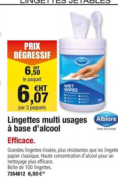 lingettes multi usages à base d'alcool albiore