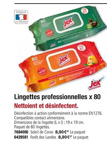 lingettes professionnelles x 80 jex professionel