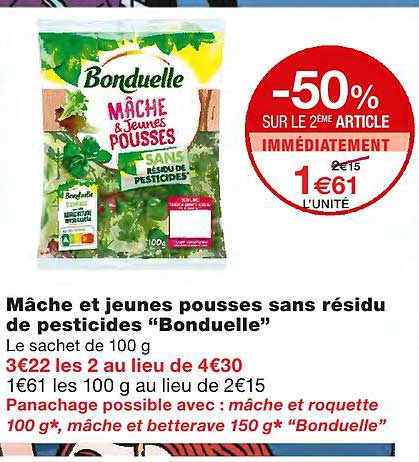 mâche et jeunes pousses sans résidu de pesticides "bonduelle"