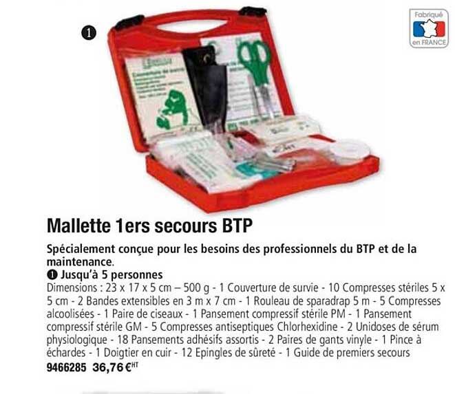 mallette 1ers secours btp