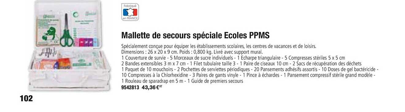 mallette de secours spéciale ecoles ppms