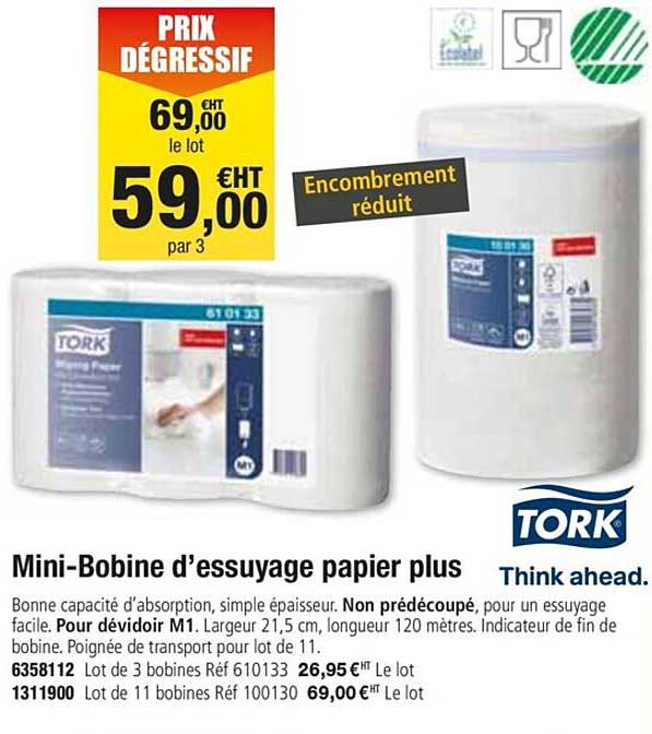 Mini Bobine D'essuyage Papier Plus Tork