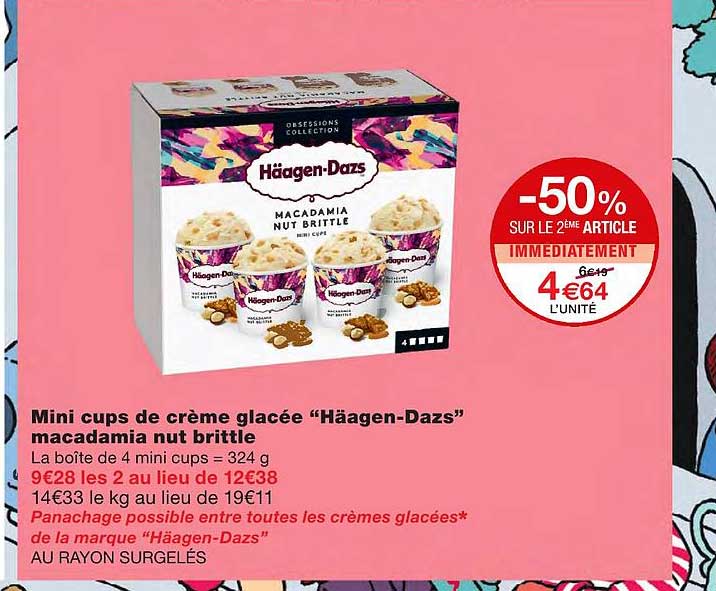 mini cups de crème glacée "häagen-dazs" macadamia nut brittle