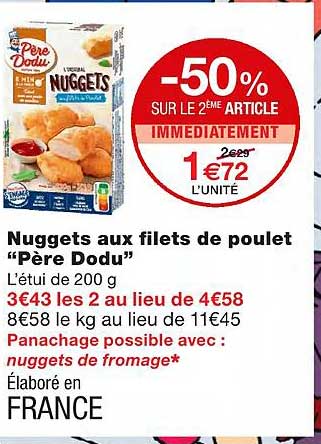 nuggets aux filets de poulet "père dodu"