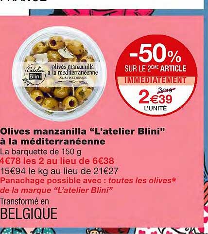 olives manzanilla "l'atelier blini" à la méditerranéenne