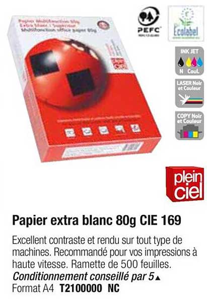 papier extra blanc 80g cie 169