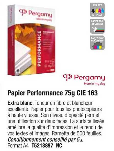 Papier Performance 75g Cie 163 Pergamy