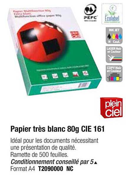 papier très blanc 80g cie 161