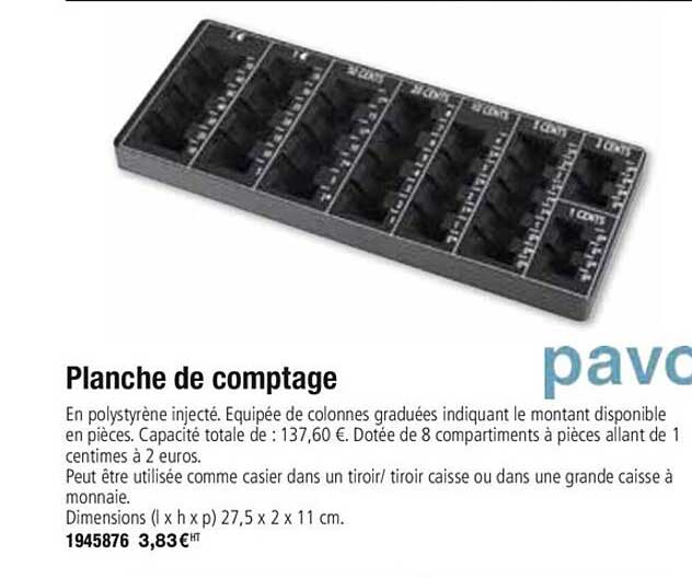 planche de comptage pavo