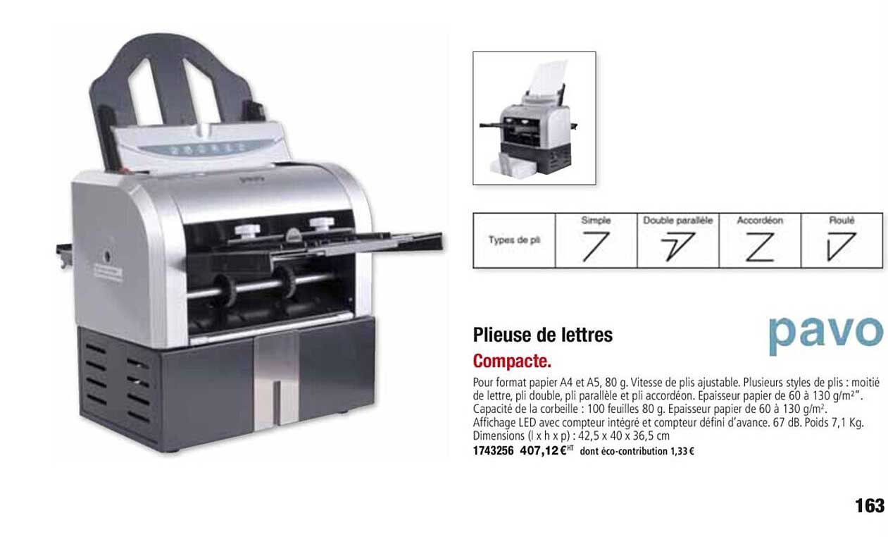 plieuse de lettres pavo