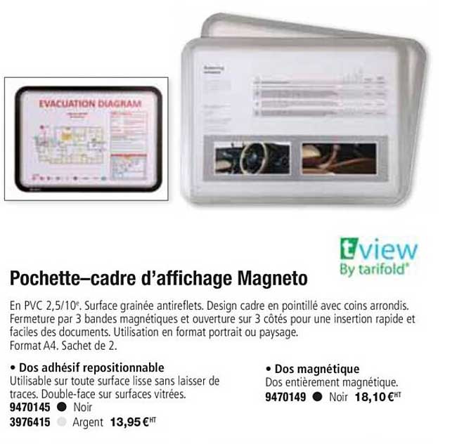 pochette cadre d'affichage magneto tview by tarifold