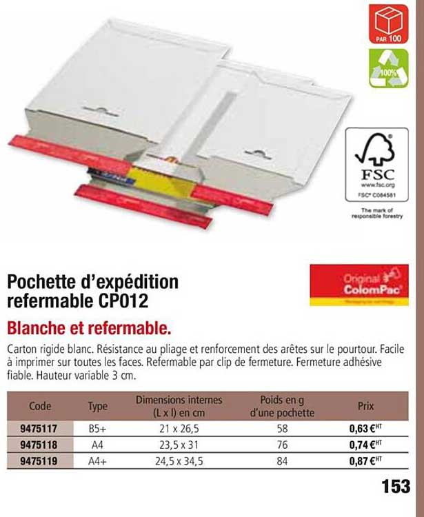 pochette d'expédition refermable cp012