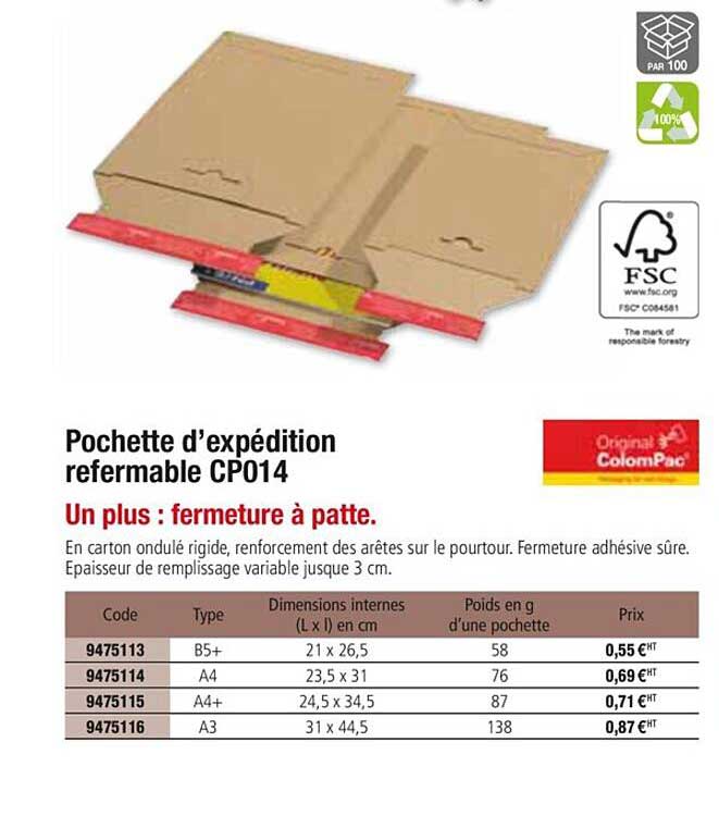 pochette d'expédition refermable cp014