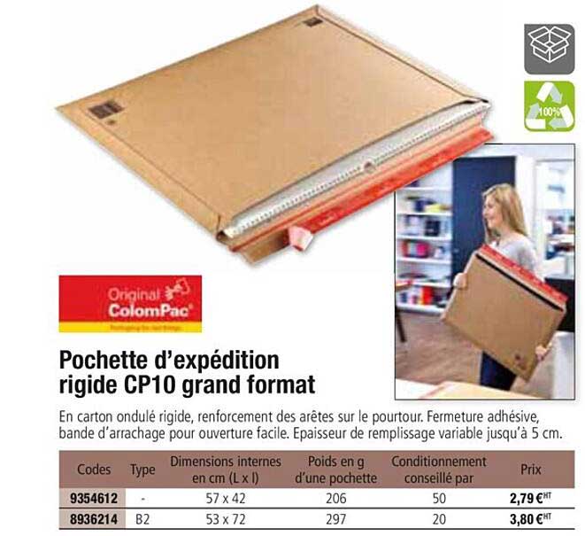 pochette d'expédition rigide cp10 grand format
