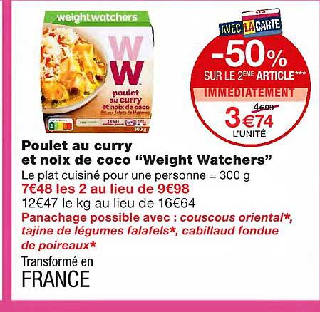 poulet au curry et noix de coco "weight watchers"