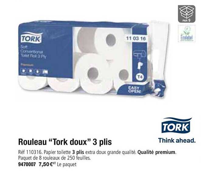 rouleau tork doux 3 plis