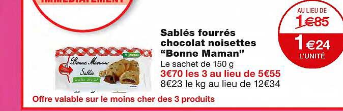 sablés fourrés chocolat noisettes "bonne maman"