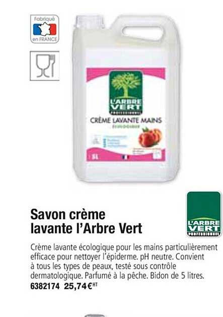 savon crème lavante l'arbre vert