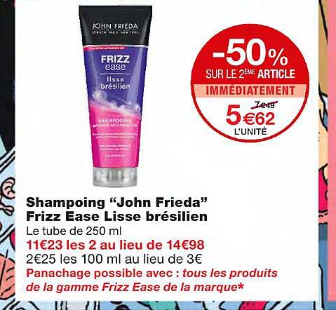 shampoing "john frieda" frizz ease lisse brésilien