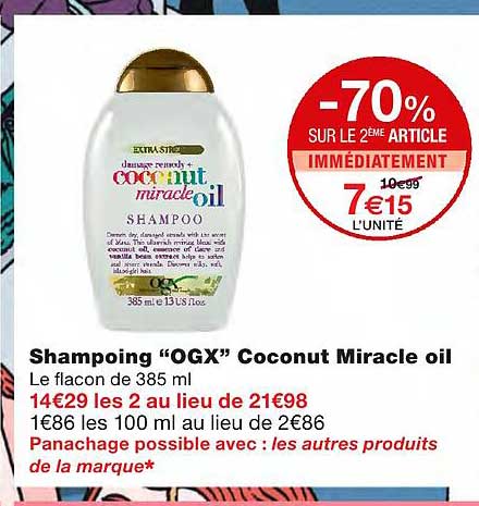 shampoing "ogx" coconut miracle oil