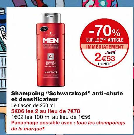 shampoing "schwarzkopf" anti-chute et densificateur