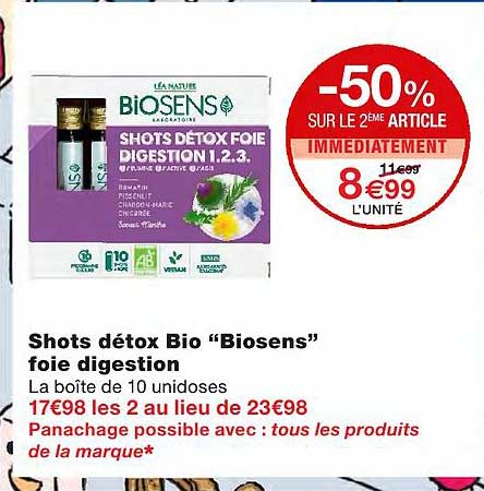 shots détox bio "biosens" foie digestion