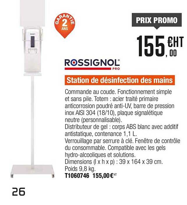 station de désinfection des mains rossignol
