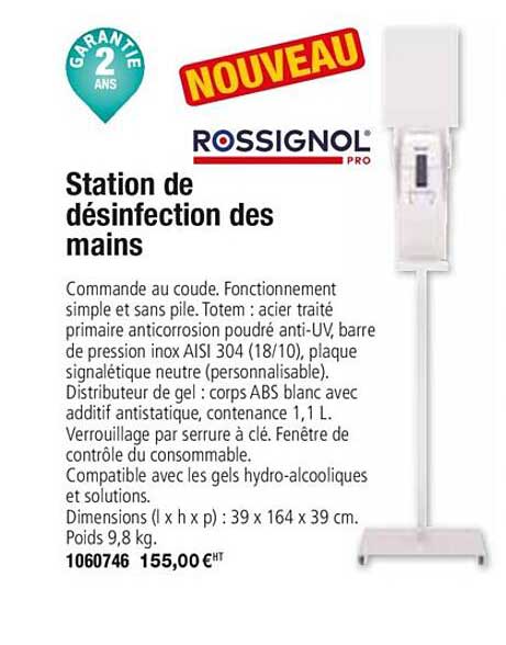 station de désinfection des mains rossignol