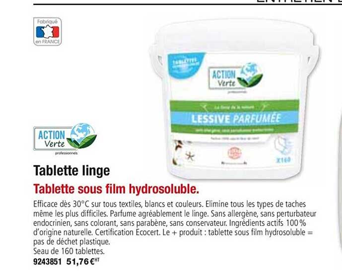 Tablette Linge Action Verte