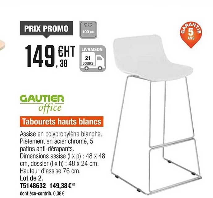 tabourets hauts blanc gautier office
