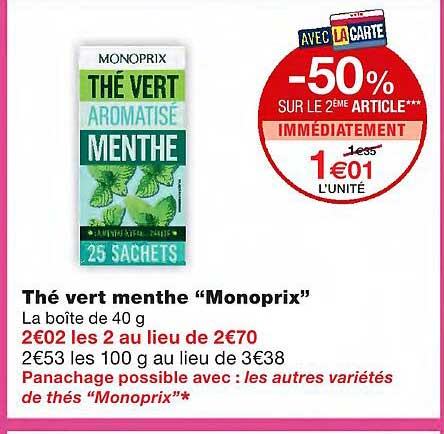 Thé Vert Menthe "monoprix"